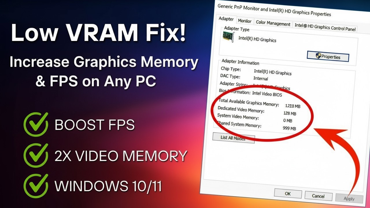 Low VRAM Fix! Increase Graphics Memory & FPS on Any PC