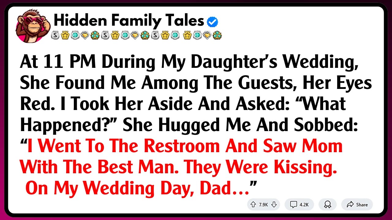At 11 PM During My Daughter’s Wedding, She Found Me Among The Guests, Her Eyes Red. I Took Her...