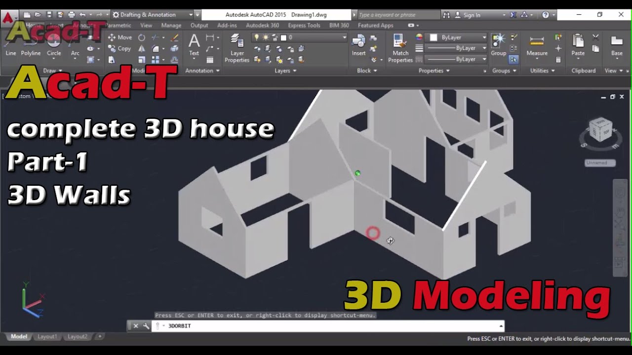 How To Create Complete 3D HOUSE in AutoCAD 2015 - 3D Modeling-Part 1