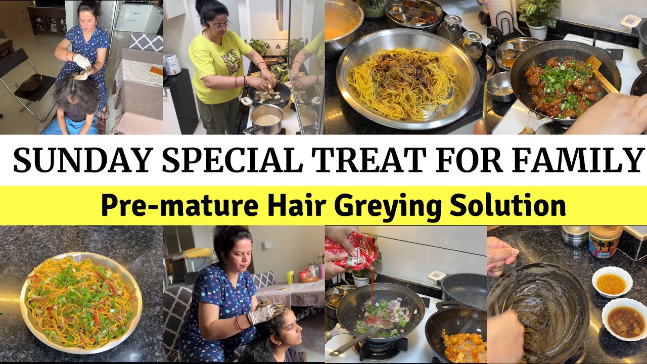 Sunday Special StreetFood Gobi Manchurian & *Best* Chowmein Recipe | Applied Henna on Shanu’s Hair