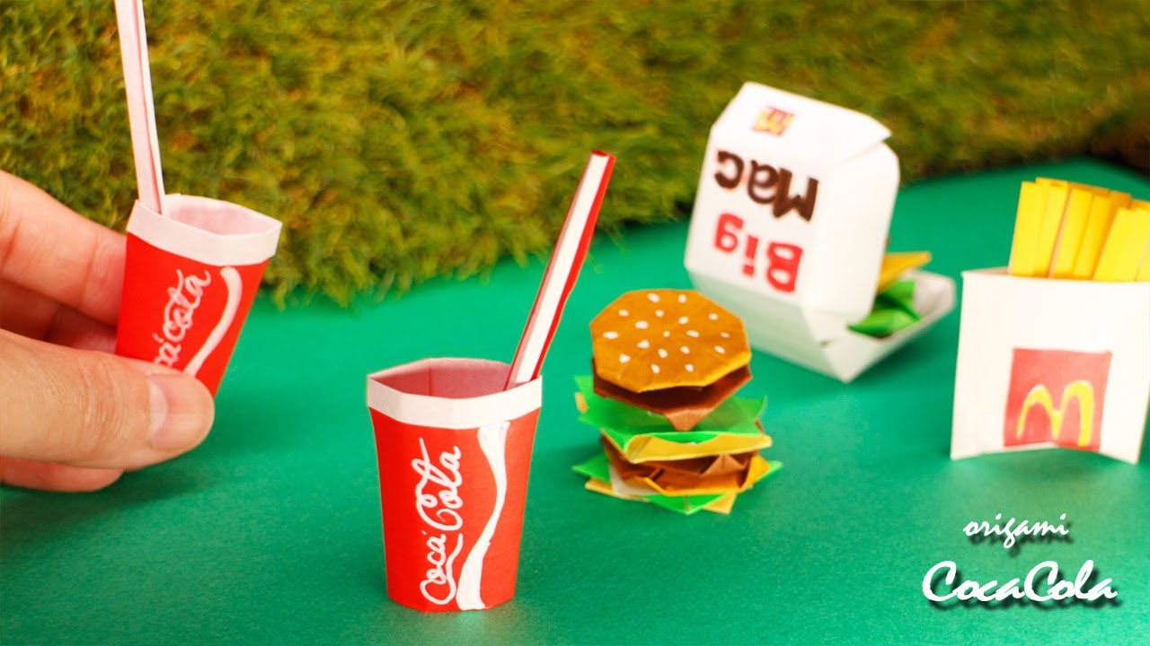 【origami】How to make Coca-Cola（折り紙・コーラーの作り方）