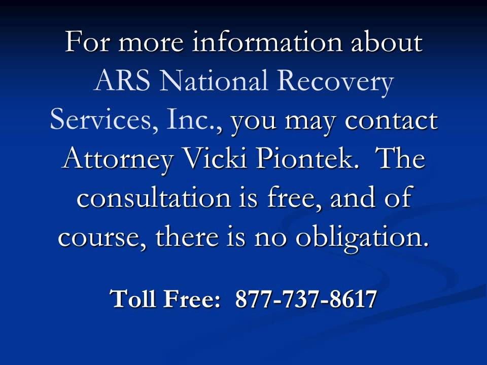 Stop ARS National Recovery Services, Inc.!  Call 877-737-8617 for legal help.