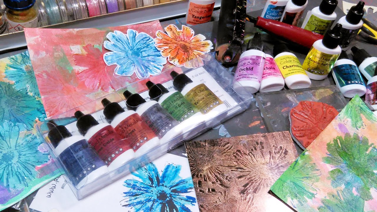 Fun Backgrounds with Colorburst, Liquid Metals & Rubbernecker Stamps!