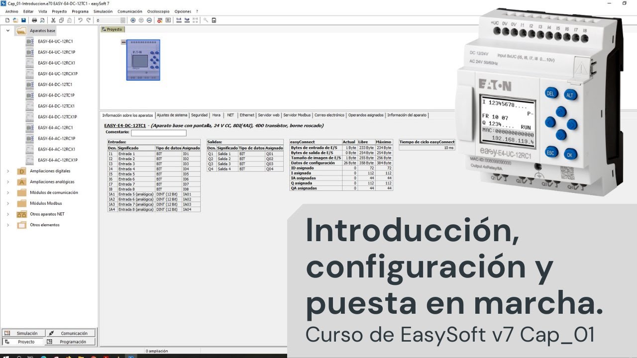 ⚡ Curso de easySoft v7 Cap_01 Introducción, configuracion y puesta en marcha del PLC easy-E4-DC