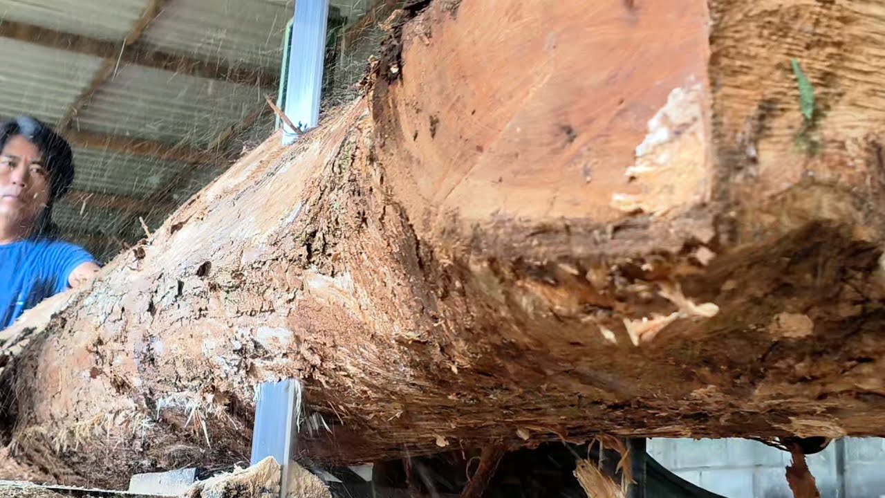 90 feet from the surface!! Cutting wood to make beams for the state palace inside the sawmill