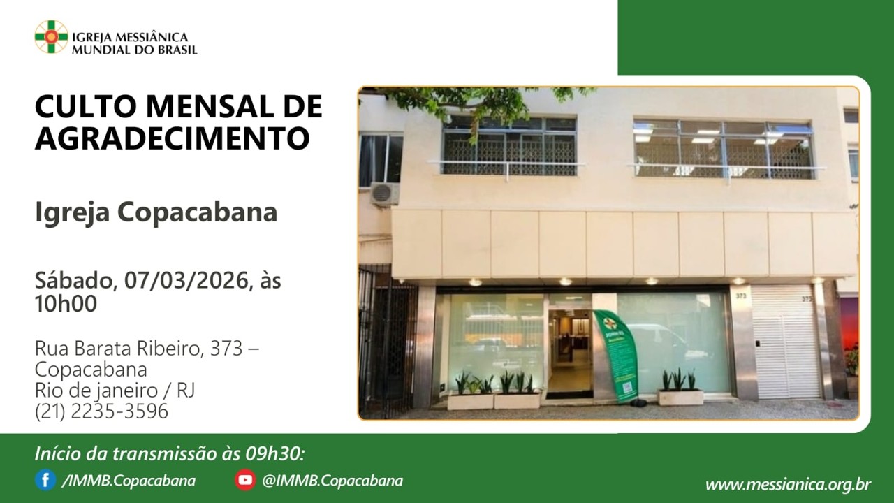 Culto Mensal de Agradecimento | Igreja Copacabana- 07/03/2026