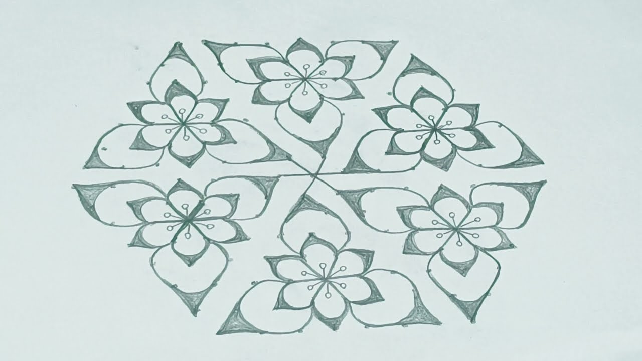 Beautiful 15 x 8 Dots Rangoli|Easy Flower Kolam Design 2026#chukkalamuggu#kolam#easyrangoli 