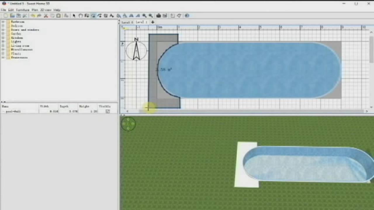 How to create a swimming pool with sweet home 3D / swimmingpool mit sweet home 3D erstellen