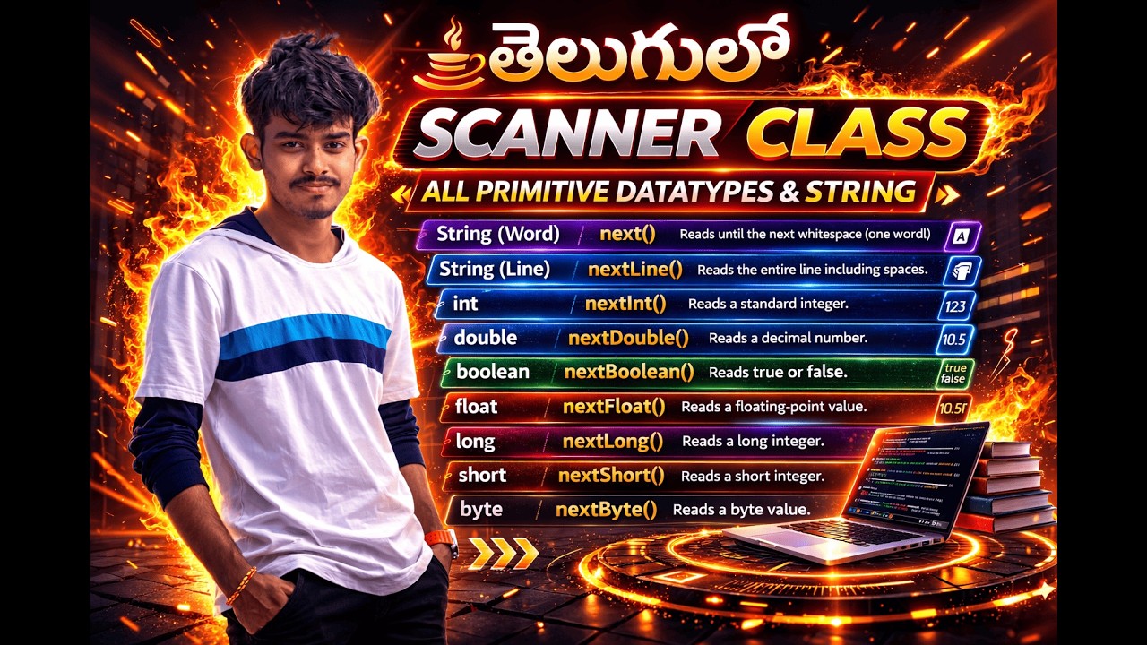 Java Scanner Class Tutorial | Read All Primitive Data Types (nextInt, nextDouble, nextLine & More)