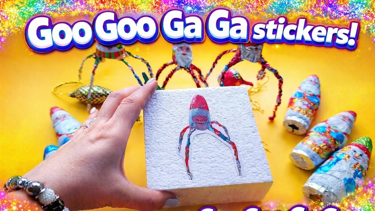 GOO GOO GA GA STICKERS on Foam🔥ASMR #googoogaga #googoogaagaa #gogogaga #Stickers #ASMR #santaclaus