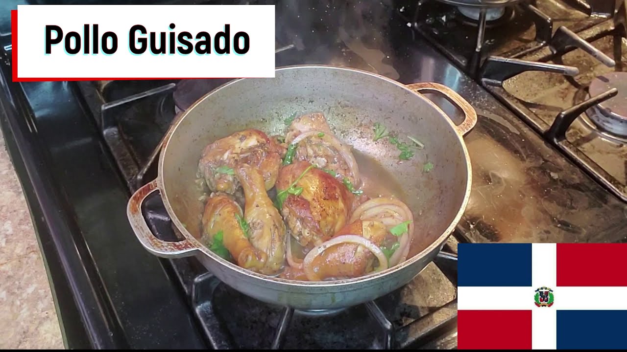 Pollo Guisado estilo Dominicano, Receta facil aprende a darle color sin usar salsa.