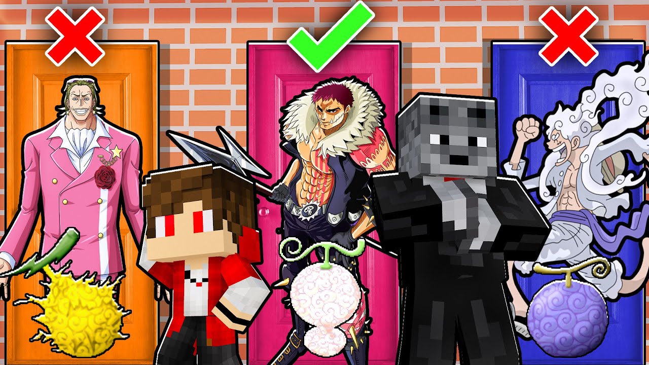 NÃO ESCOLHA a PORTA ERRADA das NOVAS 100 FRUTAS de ONE PIECE com LUFFY e KATAKURI no MINECRAFT