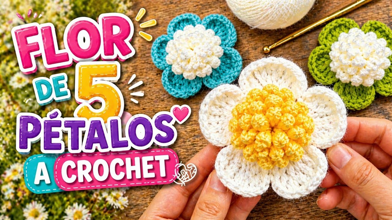 Teje esta hermosa flor PASO A PASO