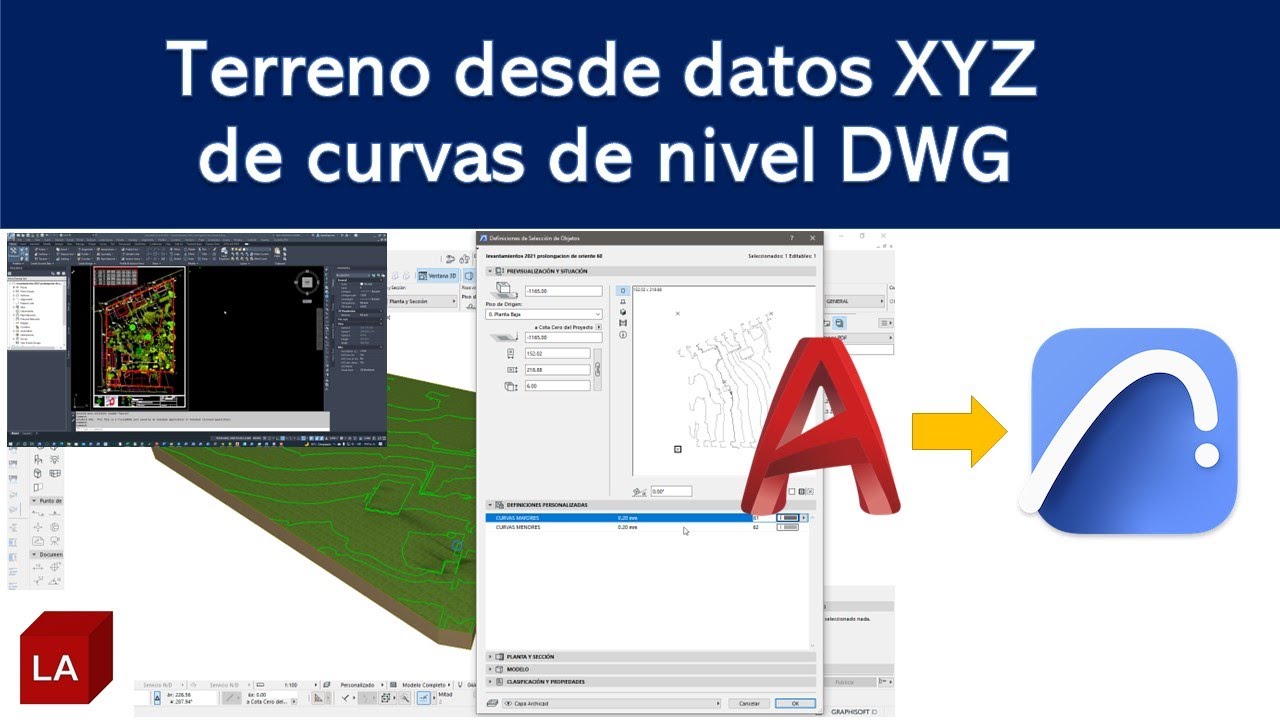 #archicad Terreno desde datos XYZ de curvas de nivel DWG