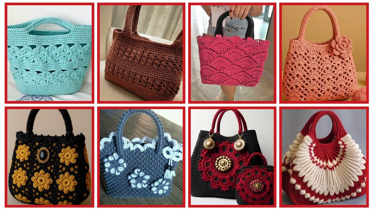 Beautiful ❤️ upcoming Fashion crochet handbags design 