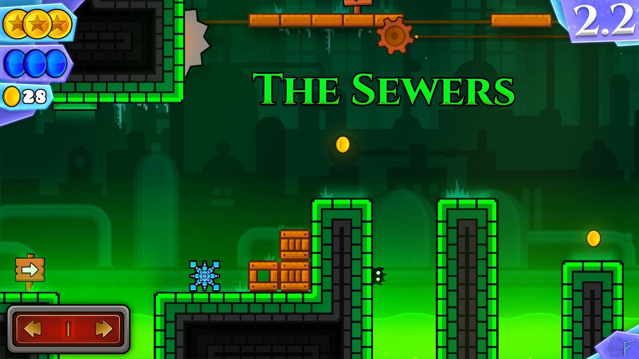 The Sewers | 100% All Coins | Time: 72.16 | Level By RobTop | Geometry Dash 2.2