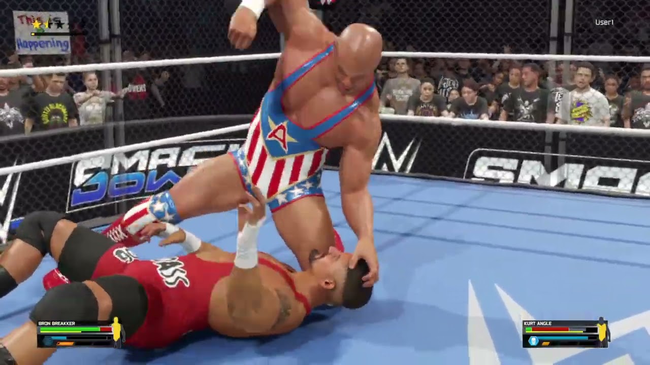 WWE 2K25 BRON BREAKER  VS. KURT ANGLE STEEL CAGE MATCH