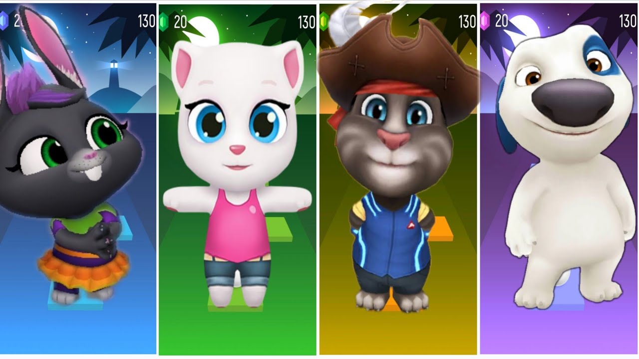 Talking Tom Shorts - Tom vs Angela vs Ben vs Hank in Tiles Hop Marathon