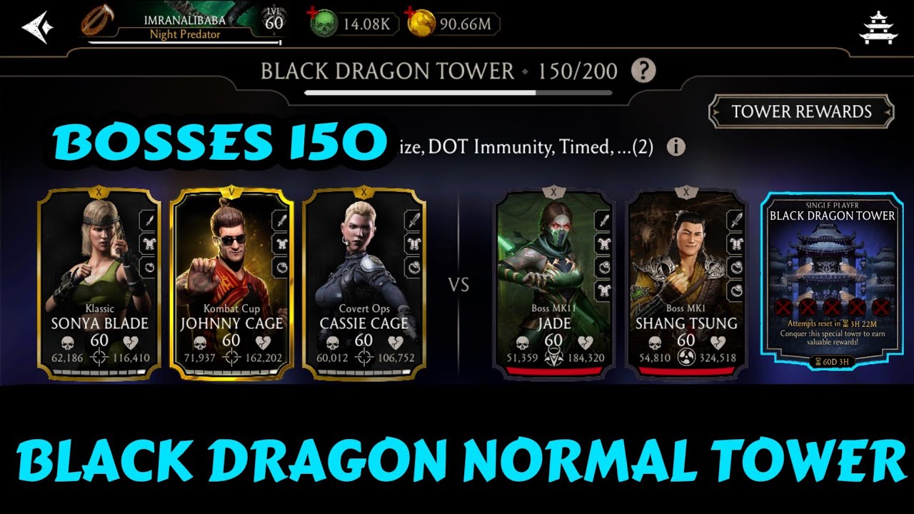 Black Dragon Tower | Bosses 150 | Beat By Gold Team | Mk Mobile