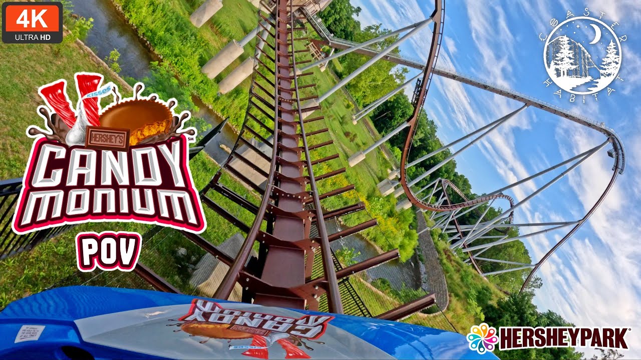 Candymonium Front Seat On Ride POV 4K 60FPS UHD | 216 FOOT DROP! B&M Hyper Coaster | Hershey Park PA