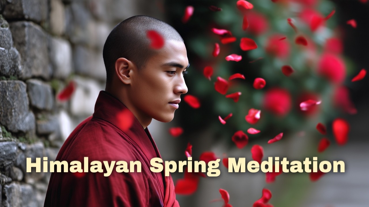 ✨ Dharamsala Spring Healing Himalayan & | Meditation & Monk Walking in Petal Rain 4K