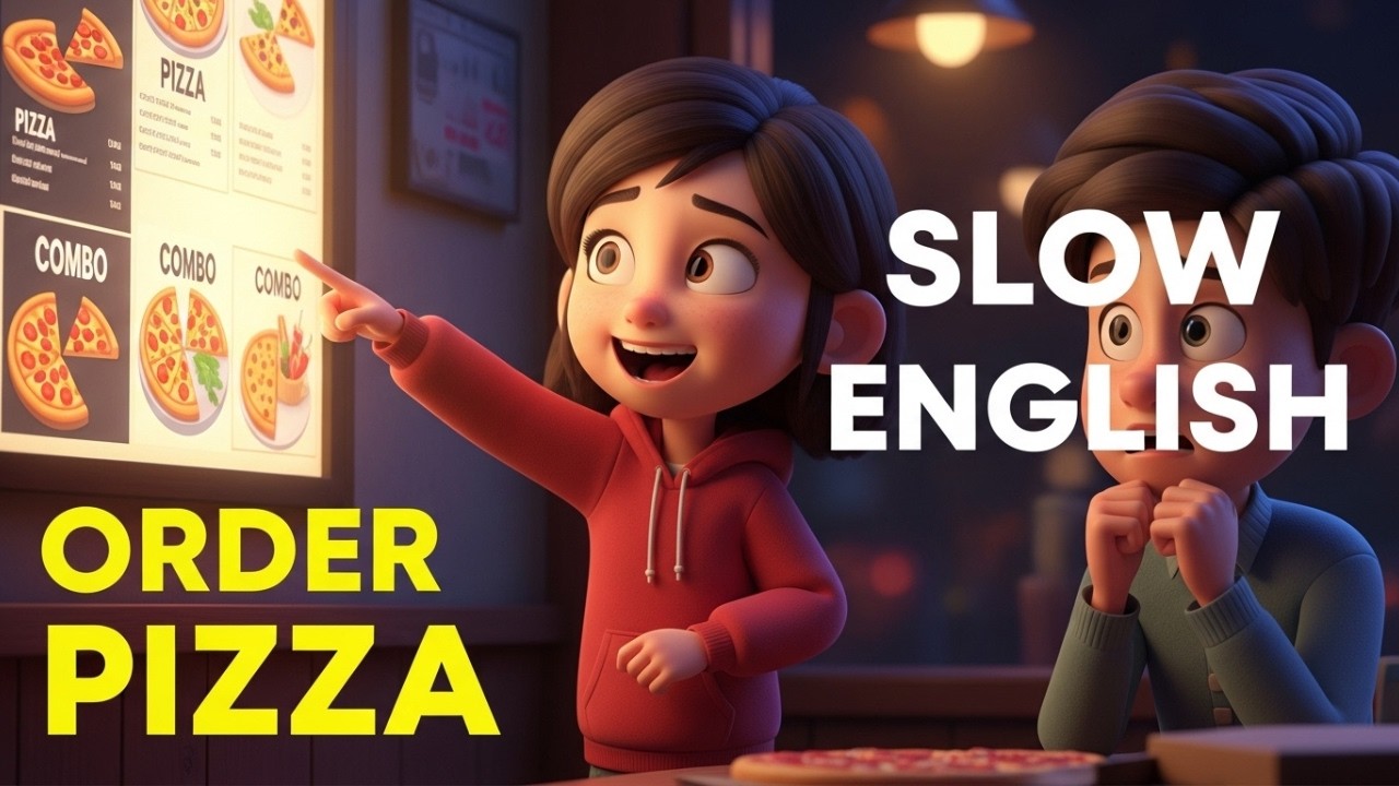 Ordering Pizza in English | Slow English Dialogue | Easy Listening A1–A2