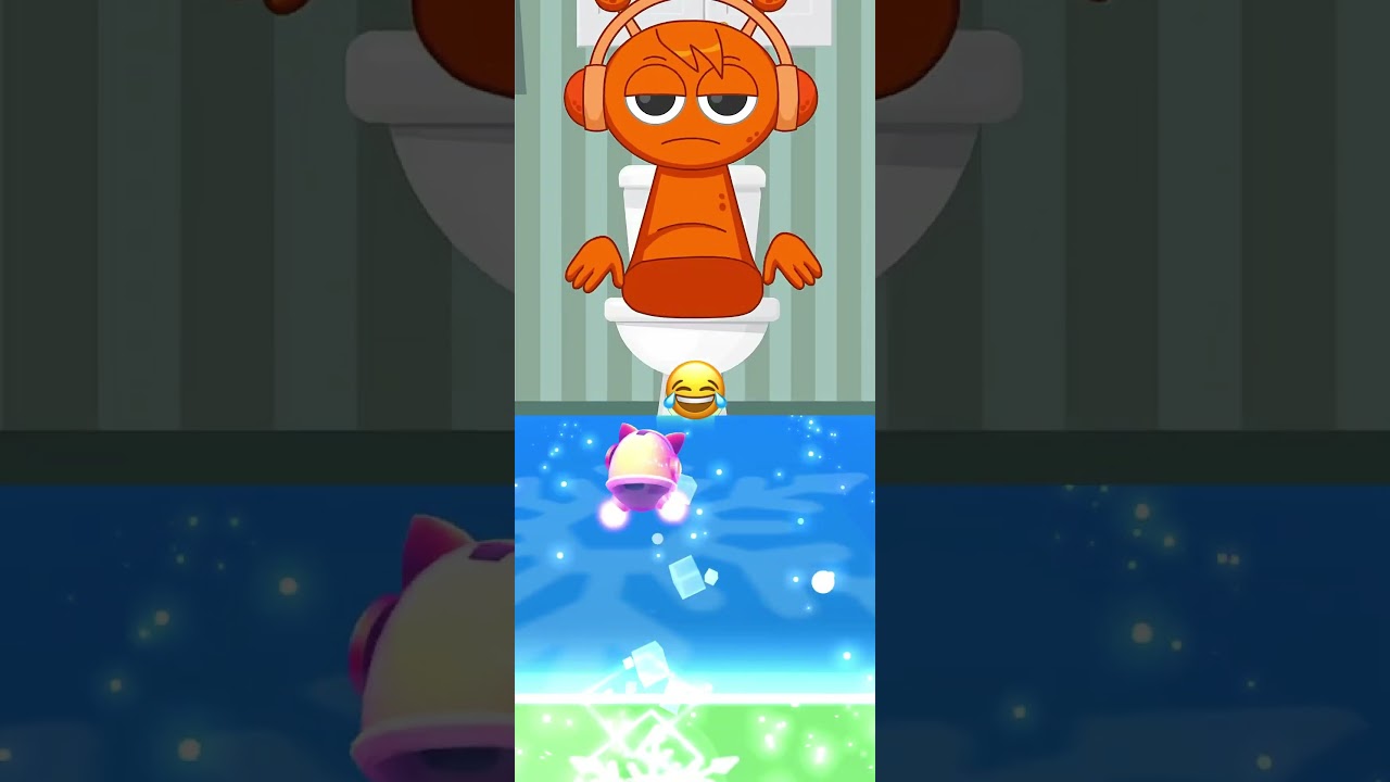 The green-colored Sprunki frightened the orange Sprunki x Tiles Hop game part-11 
