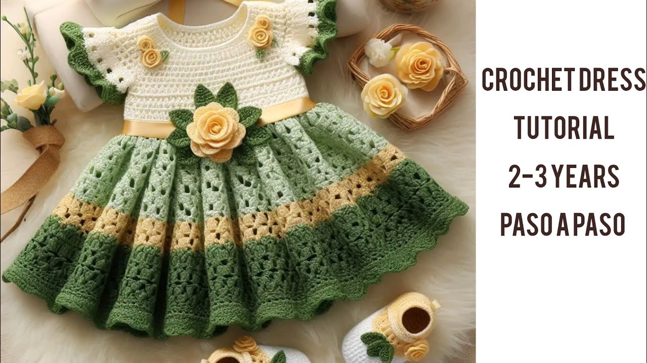 Crochet Frock For 2-3 Years Girl Tutorial, Crochet Baby Dress
