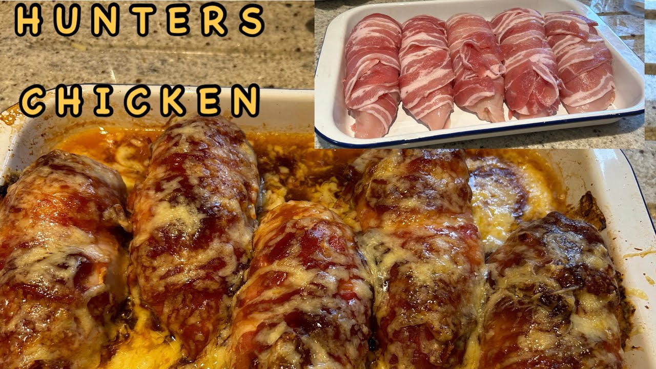 ОХОТНИЧЬЯ КУРИЦА, куриная грудка, завернутая в бекон, сыр и соус барбекю