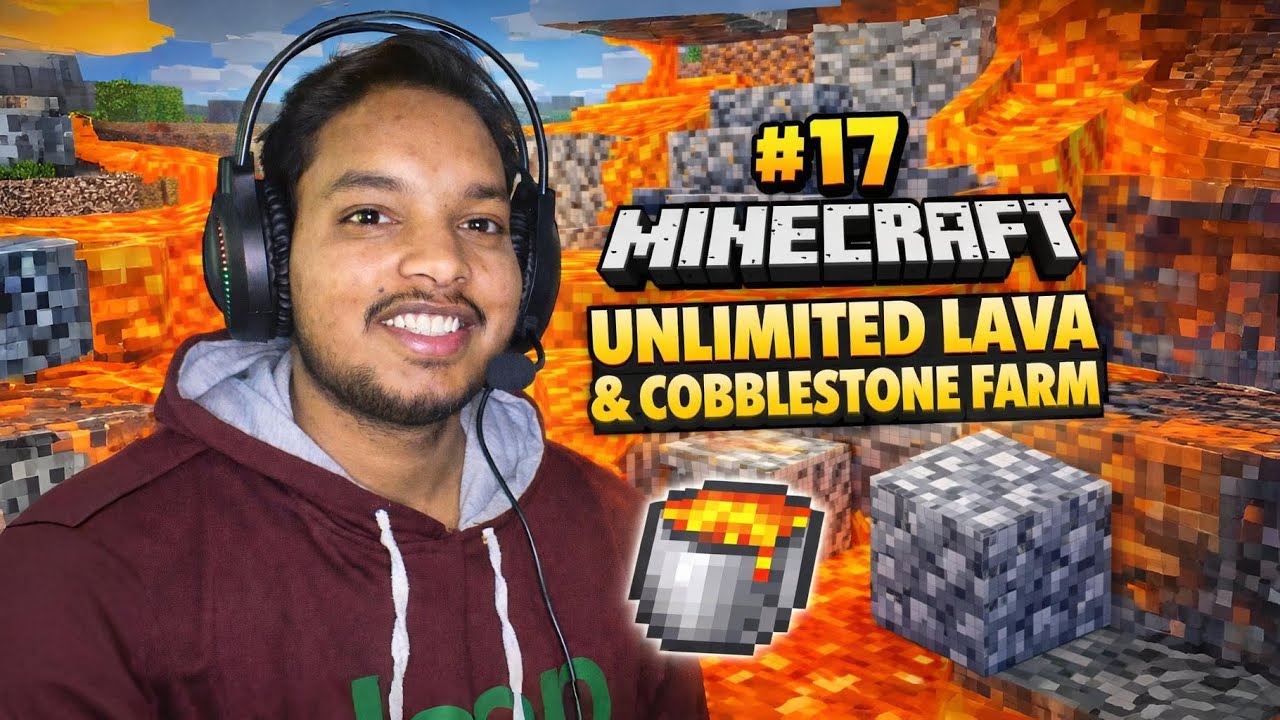 #17 UNLIMITED LAVA & COBBLESTONE FARM- Minecraft PE survival series #youtuber