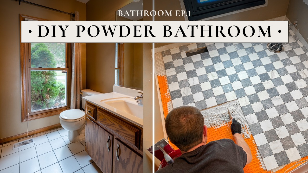 DIY Powder Bath Reno | Demo, Subfloor Prep, & Marble Tile Install | Part 1