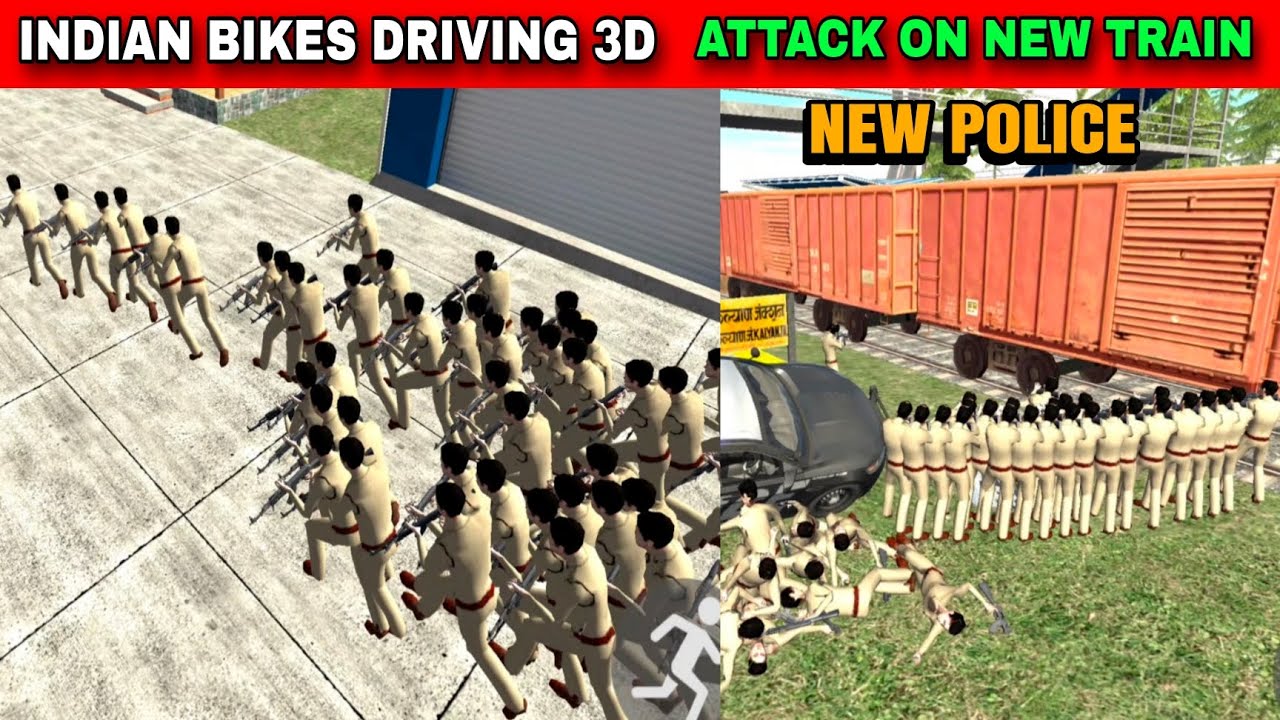 Attack on new train New police | Funny Gameplay Indian Bikes Driving 3d 🤣🤣