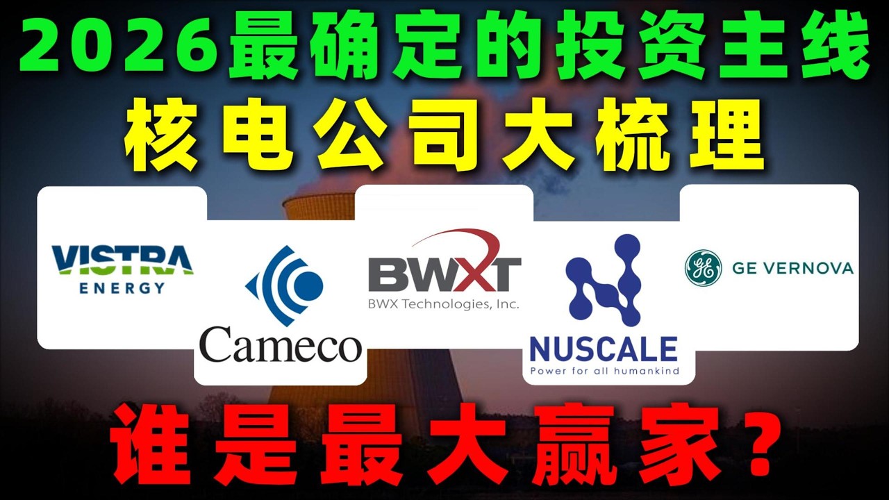 2026年最确定的投资主线正在清晰！核电赛道进入关键阶段，谁会成为真正的赢家？VST,CEG,CCJ,BWXT,SMR,GEV#核电 #电力 #美股 #投資 #熱門 #trading
