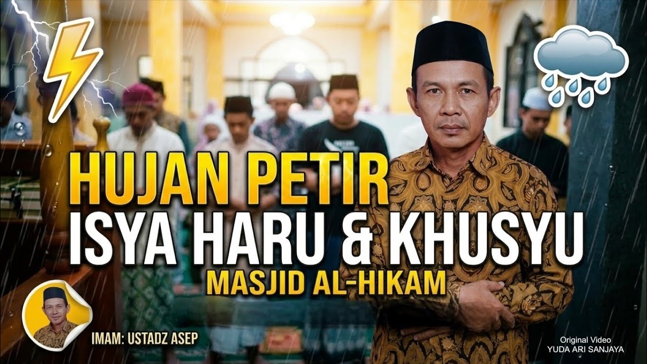 Walau Petir Bergemuruh, Sholat Isya Malam 26 Ramadhan di Masjid Al-Hikam Majalengka Tetap Syahdu