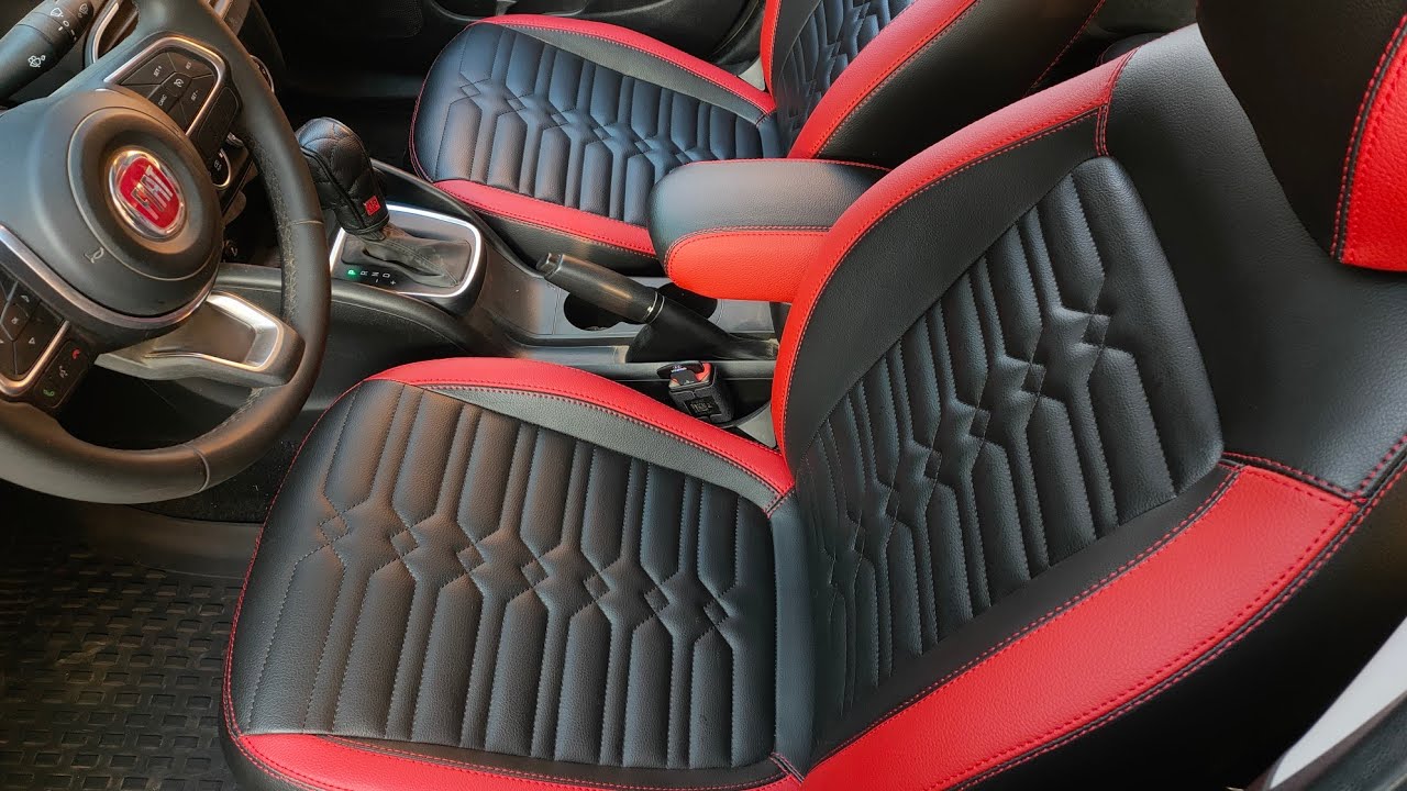 فيات تيبو أول فئة أوتوماتيك / تركيب فرش جلد اسود واحمر تصميم 3D #أسامه_مناع Fiat Tipo