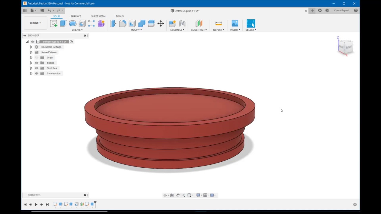 Fusion 360 Tutorial - Travel Cup Lid