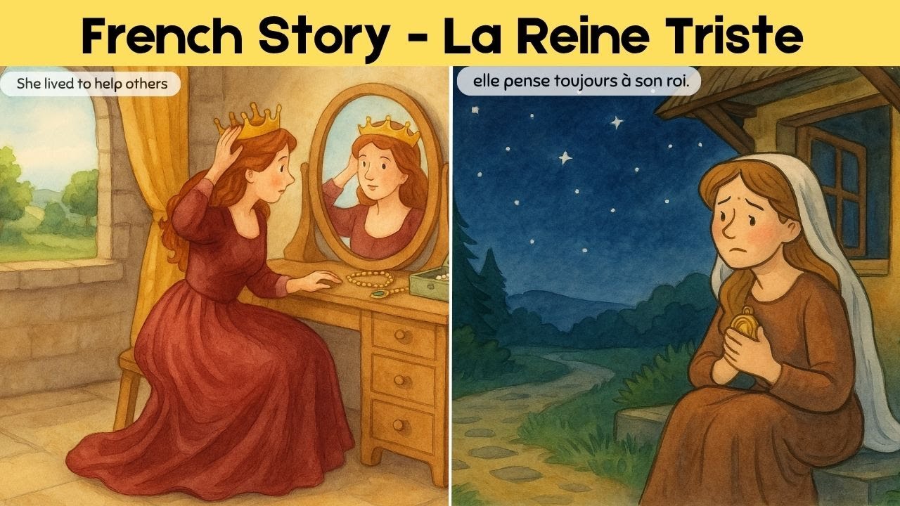The Sad Queen - emotional French story for beginners (A1–A2 level).