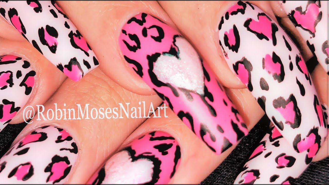 Retro Pink Matte Leopard Heart Nails! Sexy Diva Nail Art Design Tutorial