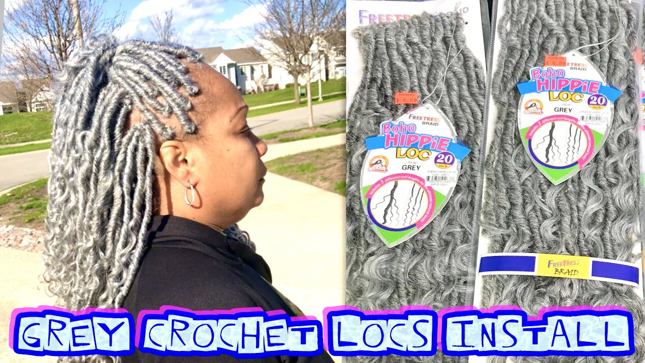GREY BOHO HIPPIE LOCS CROCHET INSTALL