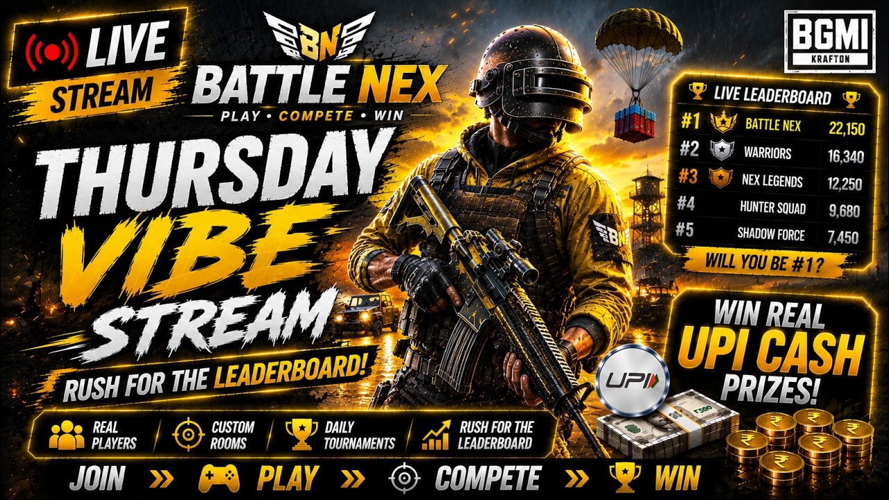 BGMI THURSDAY FREE CUSTOM ROOMS LIVE |💰 WIN UPI CASH PRIZES | Battle Nex #bgmi #customroom #bgmilive