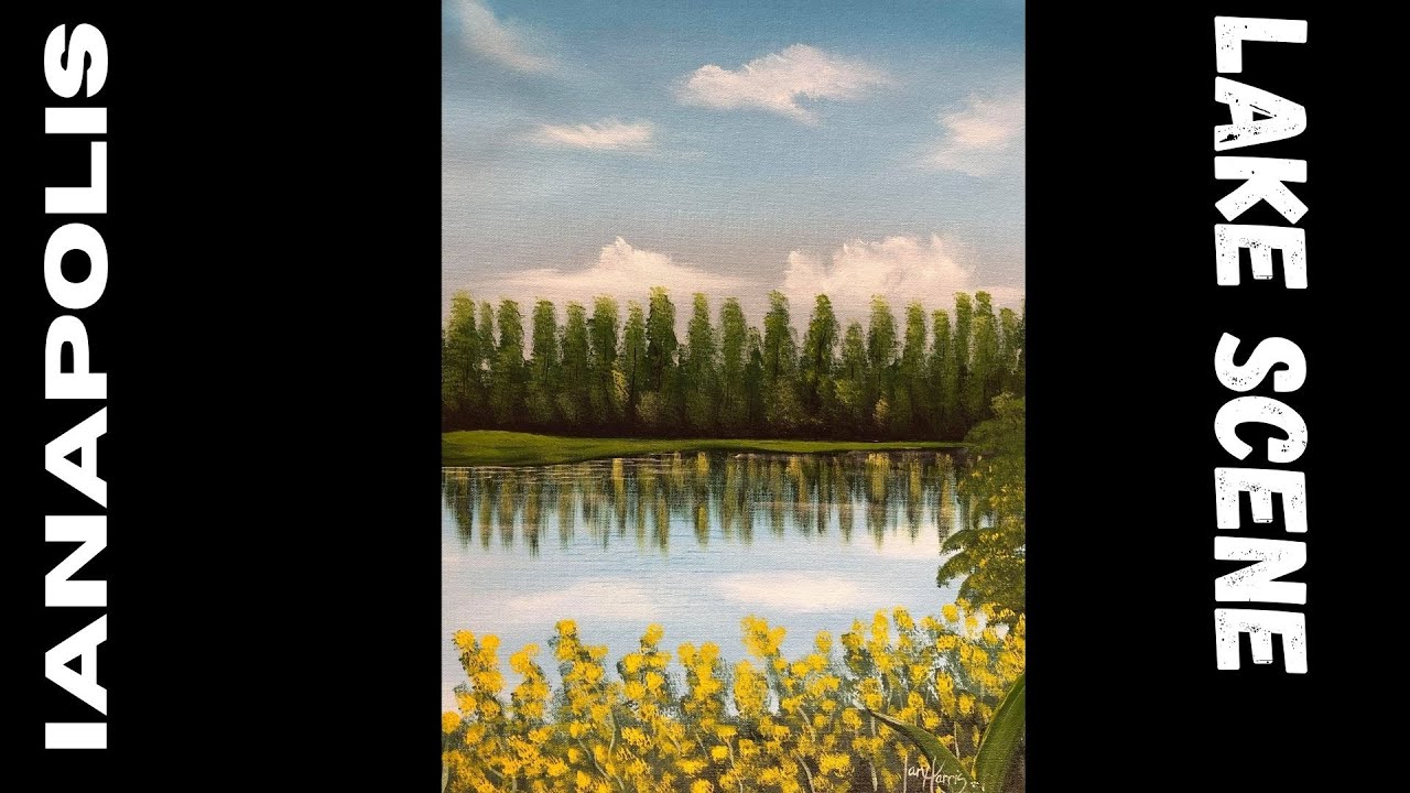 #430 Acrylic art How to paint a lake scene