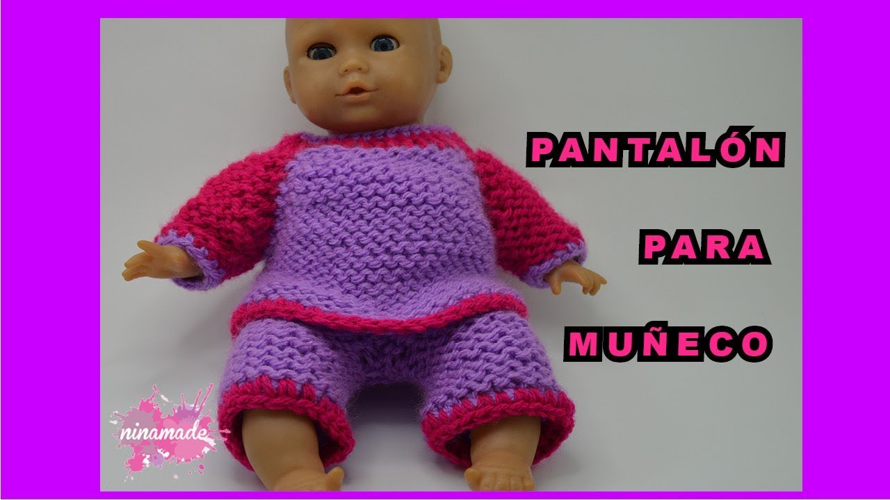 DIY. Pantalón Para Muñeco Con 2 Agujas. Muy Fácil!! // Knit Trousers For Doll. Very Easy!!