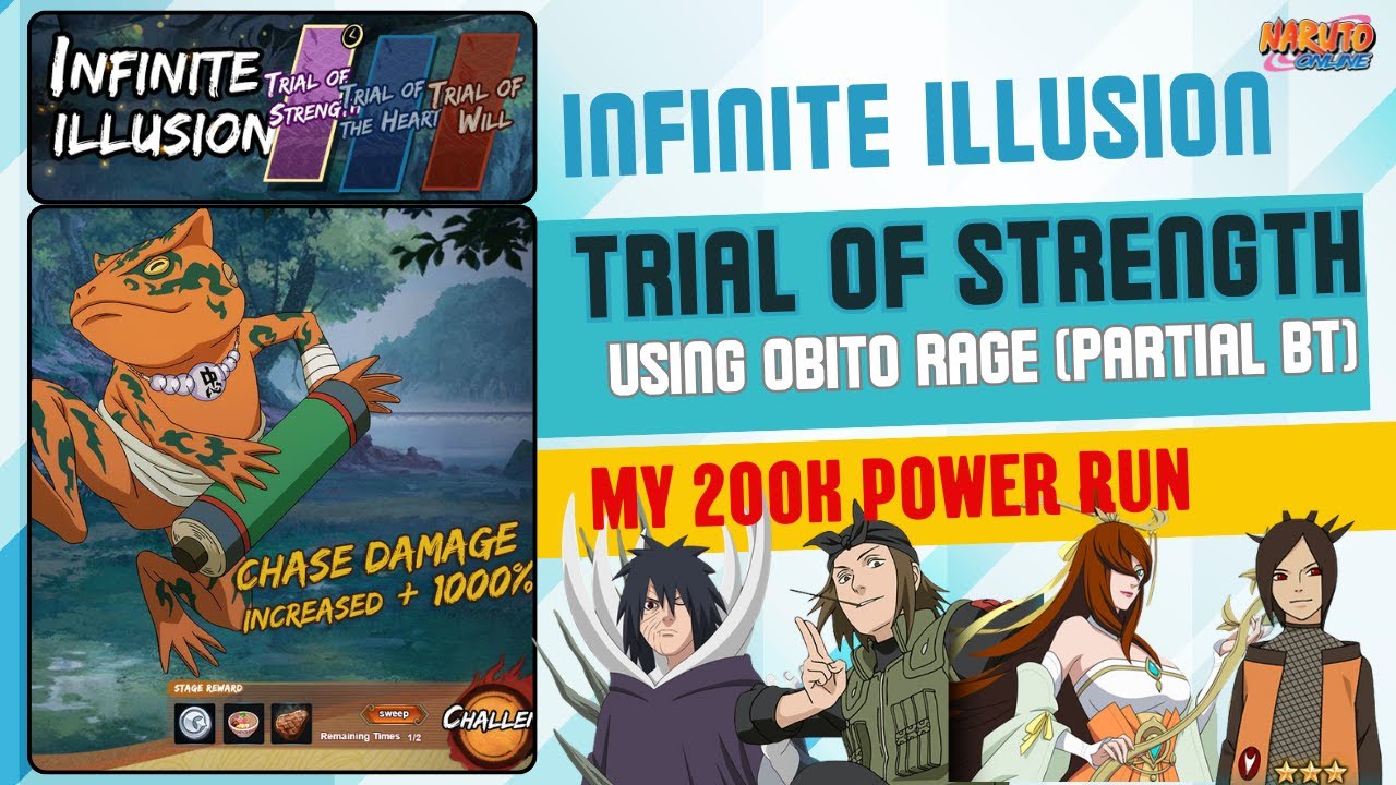 INFINITE ILLUSION-TRIAL OF STRENGTH RUNS USING OBITO RAGE [BT] | Naruto Online