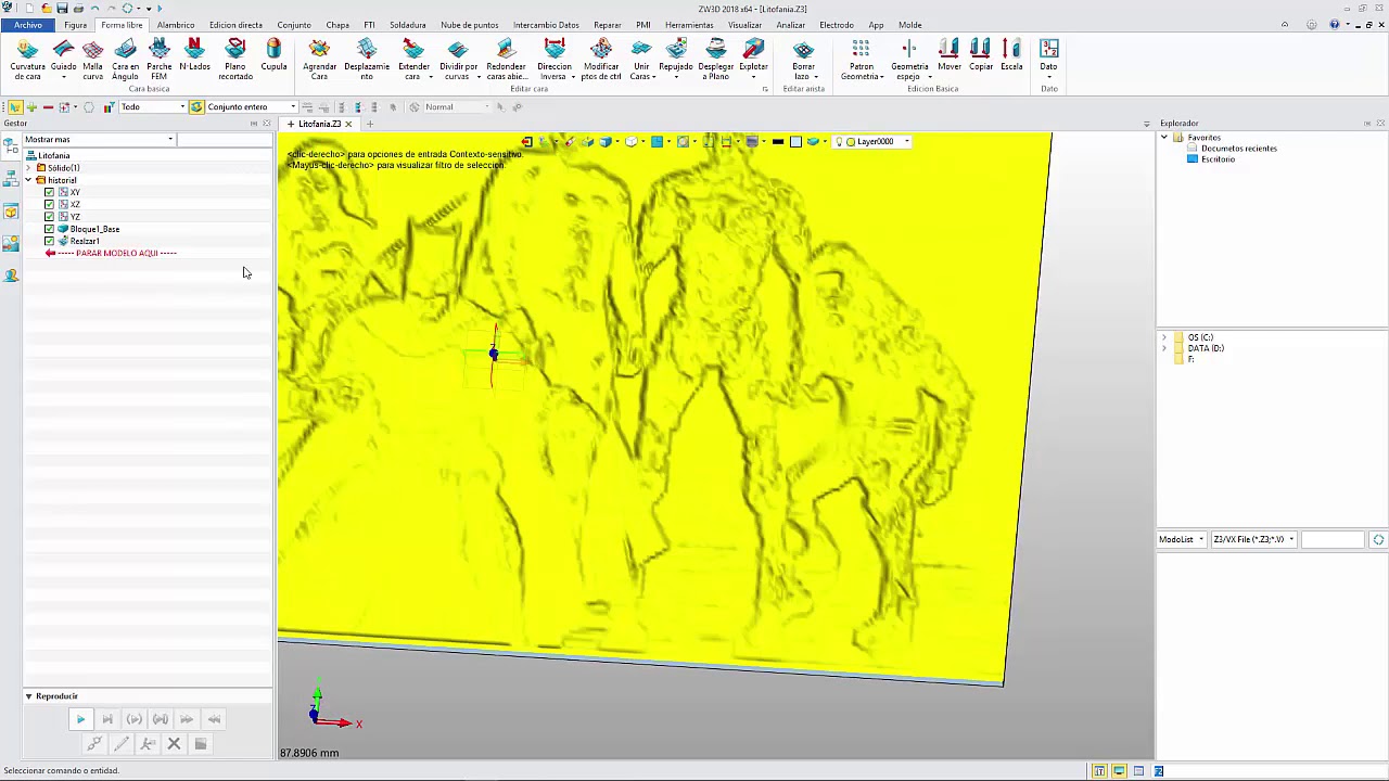 Lithophanes-Litofanias o repujados en una superficie - ZW3D 2018