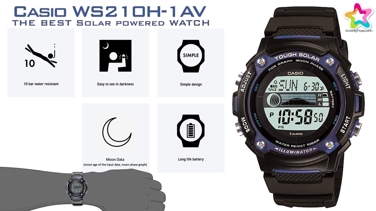 Casio WS210H 1AV THE BEST Digital Solar powered WATCH Review and Unboxing