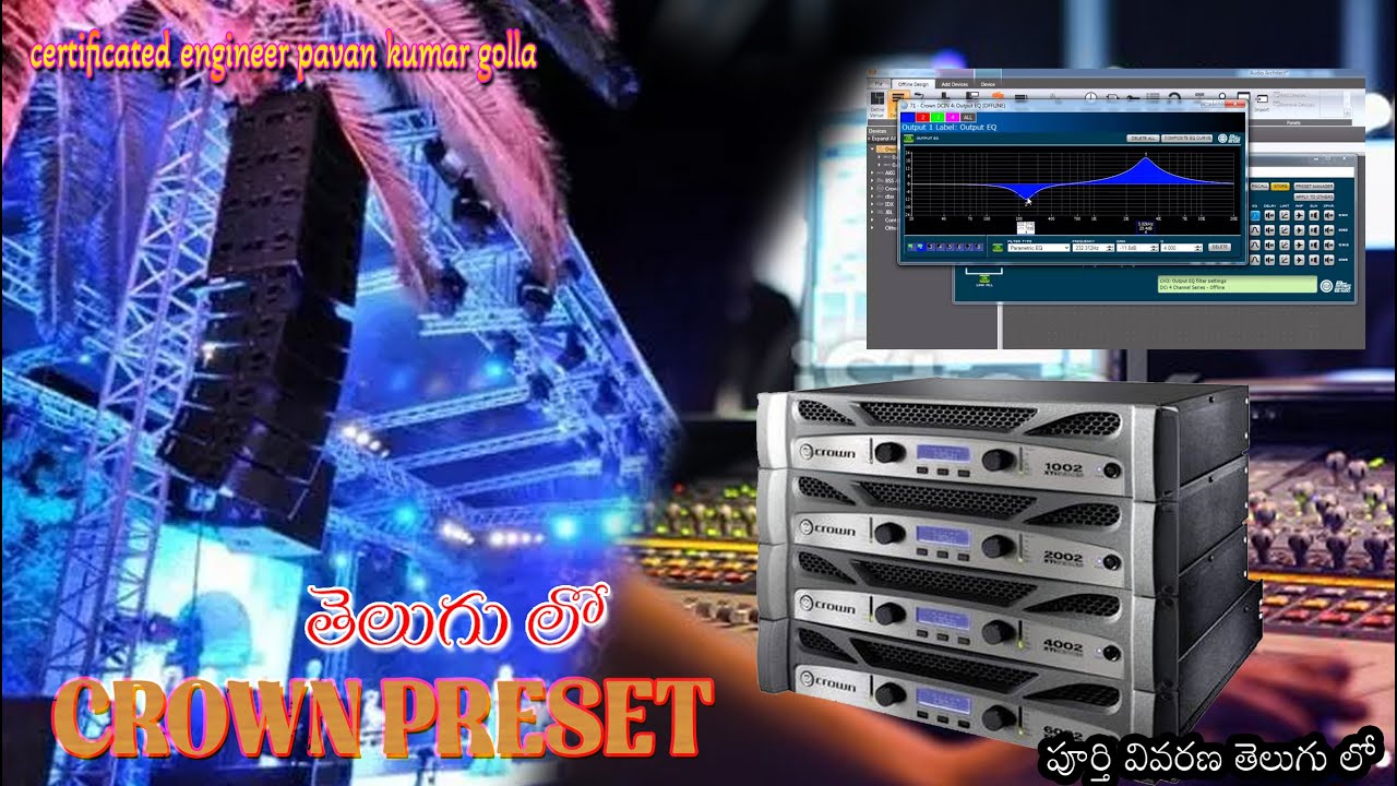 CROWN POWER AMPLIFIER PRESET IN TELUGU BY PAVAN KUMAR GOLLA @CROWNBANDMANAGER @jbl @CROWNXTIPOWERAMP