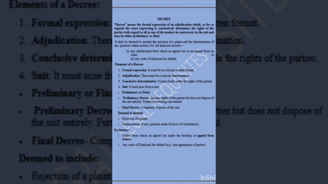 Decree and it's elements #cpc #lawlectures #indianlaw