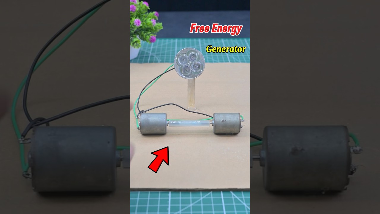 DIY Energy Generator Using Two DC Motors &ndash; Science Project #shorts #freeenergy #freeelectricity
