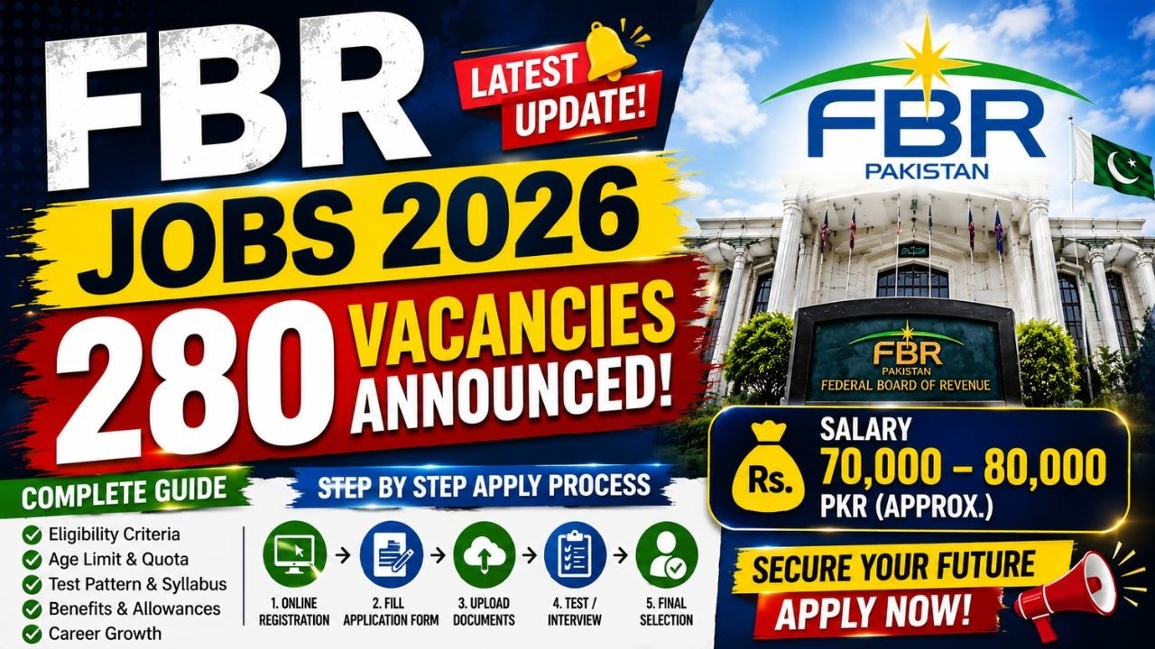 FBR Latest Jobs 2026 Pakistan | 280+ Vacancies | Apply Online Full Guide