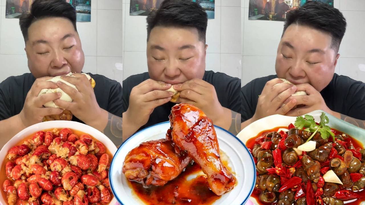 在家自制馍夹肉，软蛋➕里脊肉片➕培根➕辣条➕烤羊肉串➕新疆炒米粉～今天辣的我爱吃